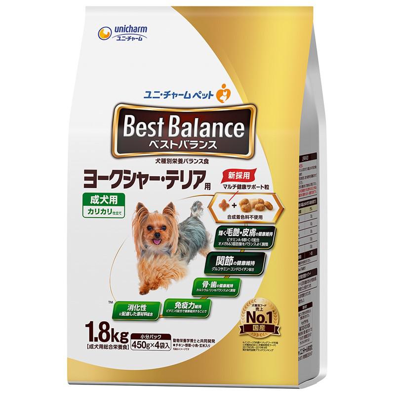 【ケース販売】 ユニチャーム 犬 ドライ ベストバランス カリカリ仕立て ヨークシャー・テリア用 (1袋1.8kg入 ×4袋セット)