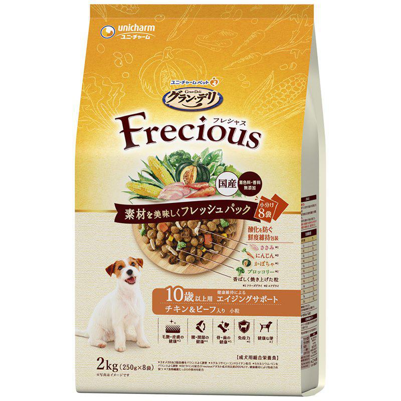 【ケース販売】 ユニチャーム 犬 ドライ グラン・デリ Frecious10歳以上用チキン&ビーフ 1袋(250g×8P入)×4袋セット