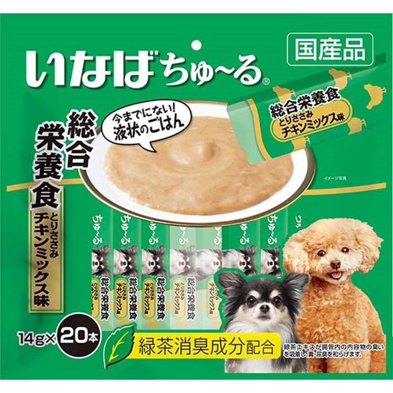 【ケース販売】 いなばペットフード 犬 ウェット DS-121 ちゅーる20本入り総合栄養食 とりささみ チキンミックス味 14g×20本 1袋(1本14g入×20本)入×16袋セット|ホームセンターバロー 店