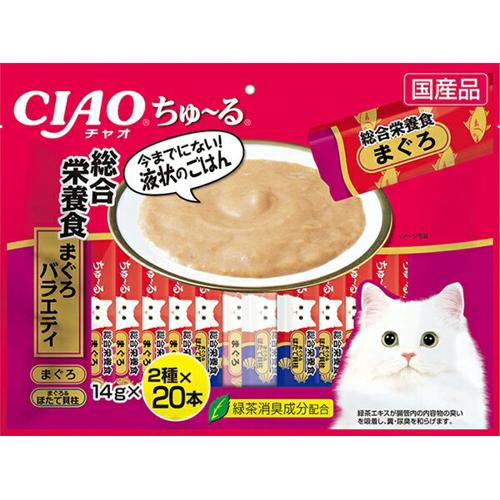 【ケース販売】 いなば ちゅ~る ちゅーる チャオ 総合栄養食 まぐろ バラエティ (1袋14g&times;40本入) &times;8袋セット｜ホームセンターバロー　店