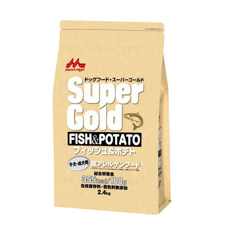 【ケース販売】 Supergold フィッシュ＆ポテト子犬・成犬用 2.4kg入×4セット 森乳サンワールド