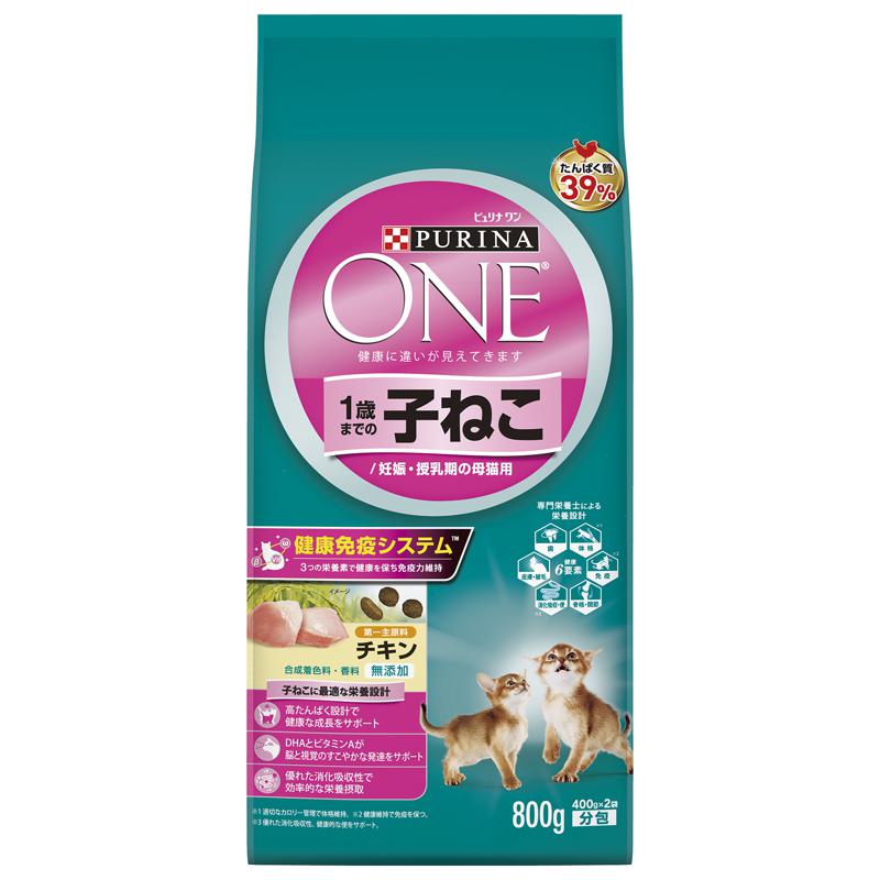 【ケース販売】 ネスレ ピュリナワンキャット 1歳までの子ねこ用/妊娠・授乳期の母猫用 チキン 800g入×12セット