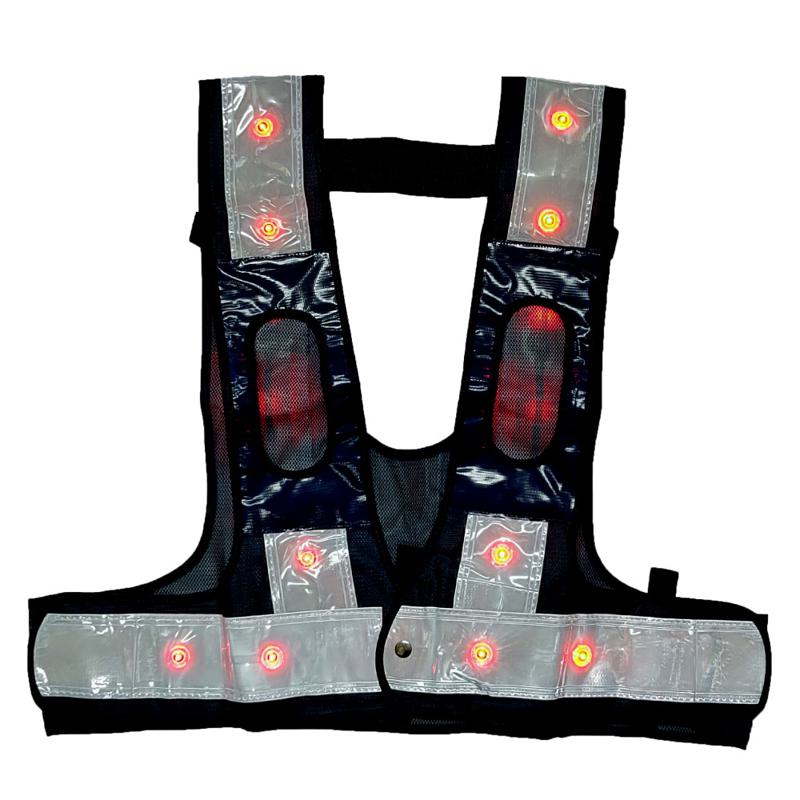 ミズケイ (10着セット) 役立～ツ フルハーネス用ＬＥＤ安全ベスト／赤ＬＥＤ 『装着できるんです』＜紺／白＞ サイズ:キングサイズ 5941161