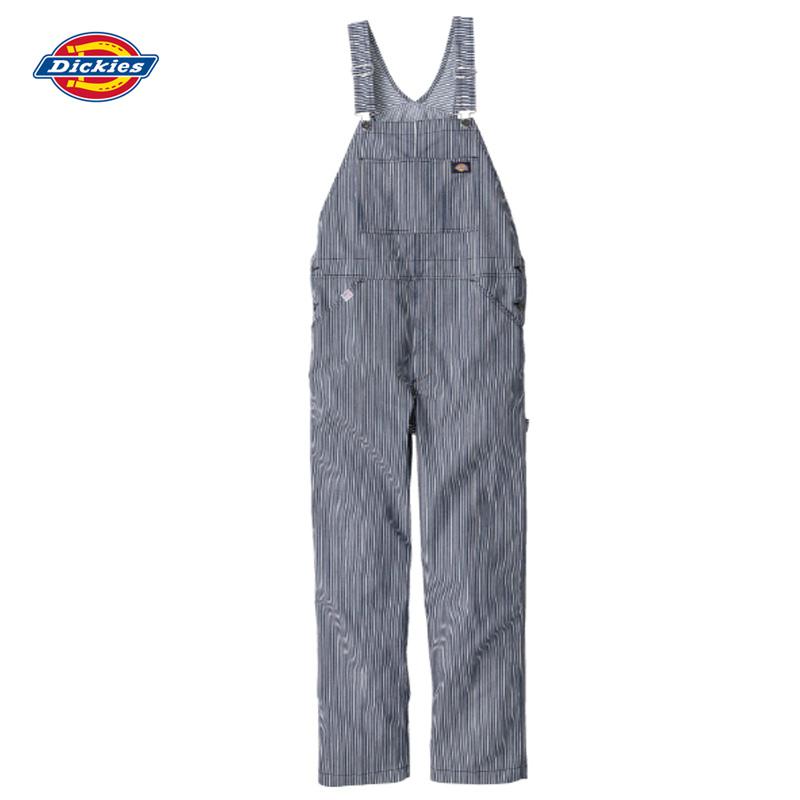 Dickies ストレッチヒッコリー オーバーオール D-719 ネイビー M ツナギ 作業服 サロペット ディッキーズ
