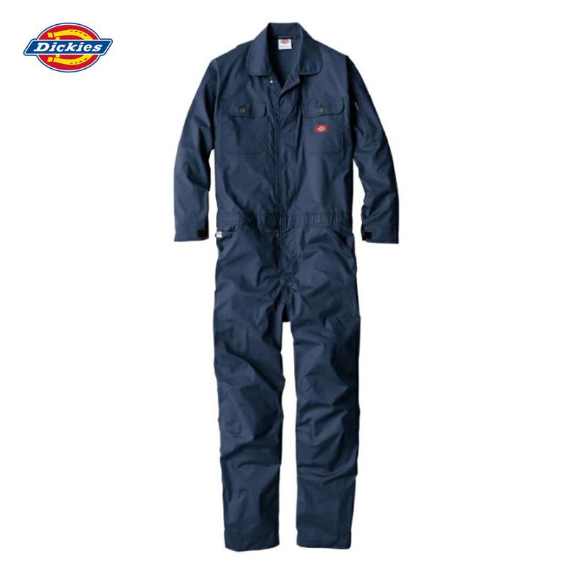 Dickies ストレッチCVC長袖つなぎ D-746 ネイビー S ツナギ 作業服 オールインワン ディッキーズ