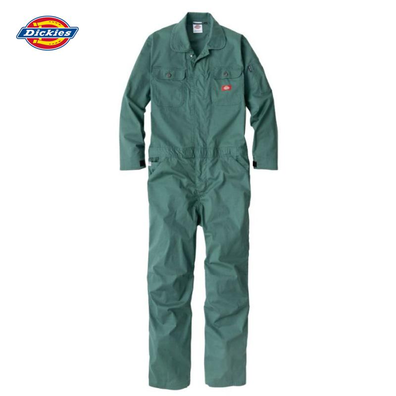 Dickies ストレッチCVC長袖つなぎ D-746 グリーン S ツナギ 作業服 オールインワン ディッキーズ