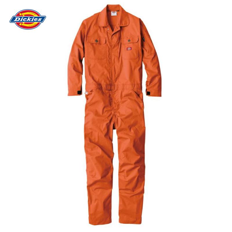 Dickies ストレッチCVC長袖つなぎ D-746 オレンジ 4L ツナギ 作業服 オールインワン ディッキーズ