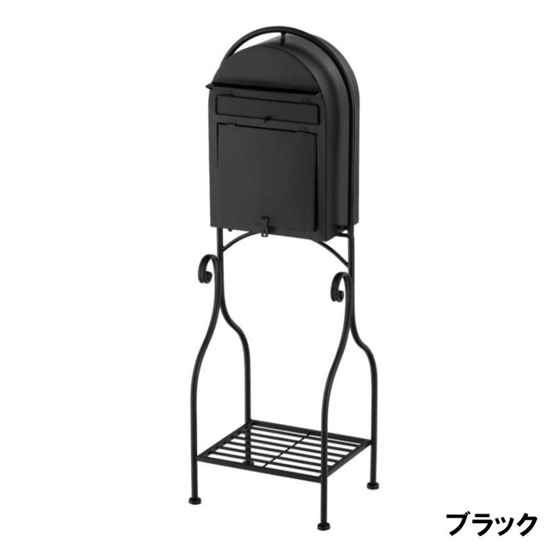 武田コーポレーション メールBOX MB12 ブラック GP24-MB12BK おしゃれ 省スペース スリムサイズ 収納棚付 スタンドタイプ 置き型 郵便受け 屋外用 GP24-MB12BK|ホームセンターバロー 店