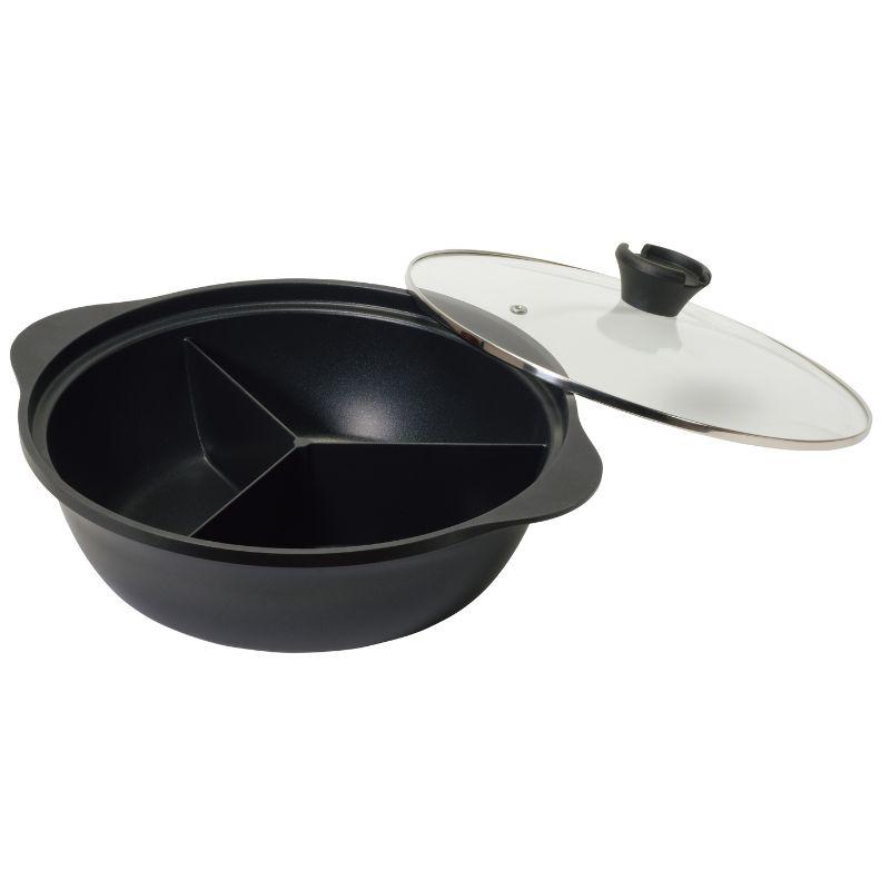 パール金属 韓味家 ふっ素加工IH対応 ガラス蓋付三食鍋 28cm HC-0087