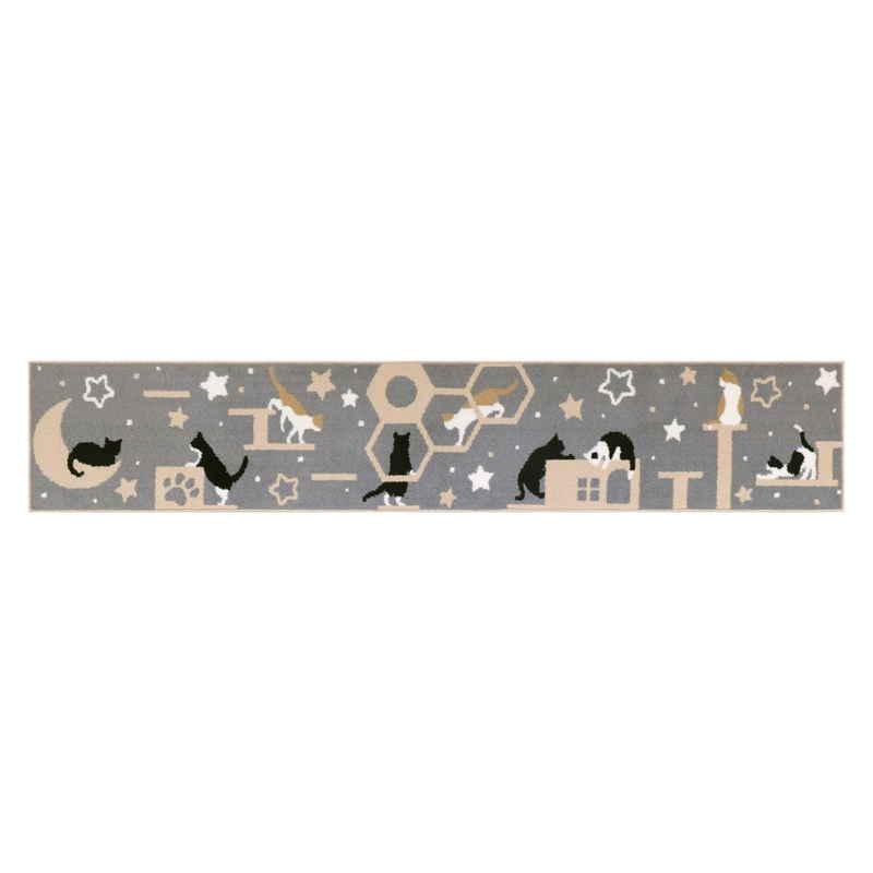 カキウチ キッチンマット インテリアマット キャットストリート 45×240cm グレー