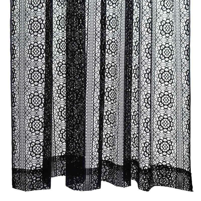 加栄レース レースカーテン ブラックレース 100×176~228cm 2枚組 幅100×丈176cm2枚組