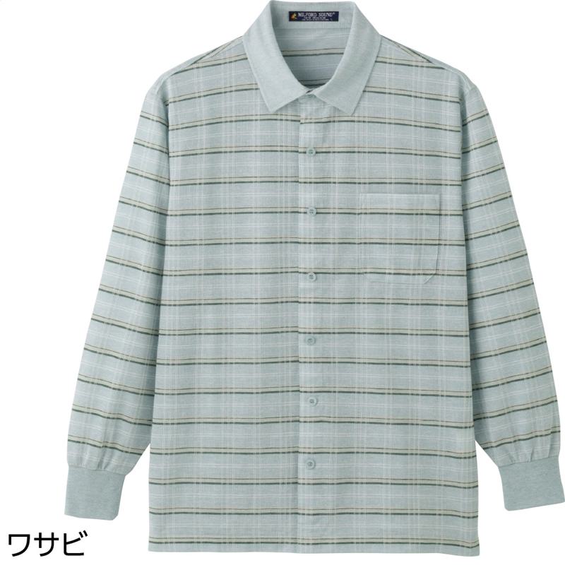麻混ワンタッチテープニットシャツ ワサビ サイズ:L (821827)