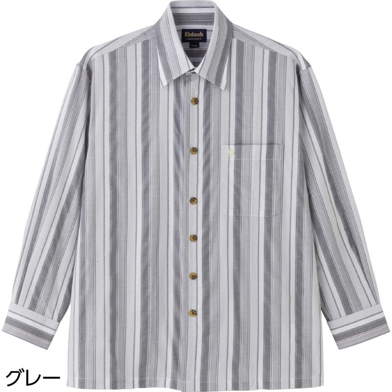 しじら袖丈ぴったりシャツ グレー サイズ:L (821818)