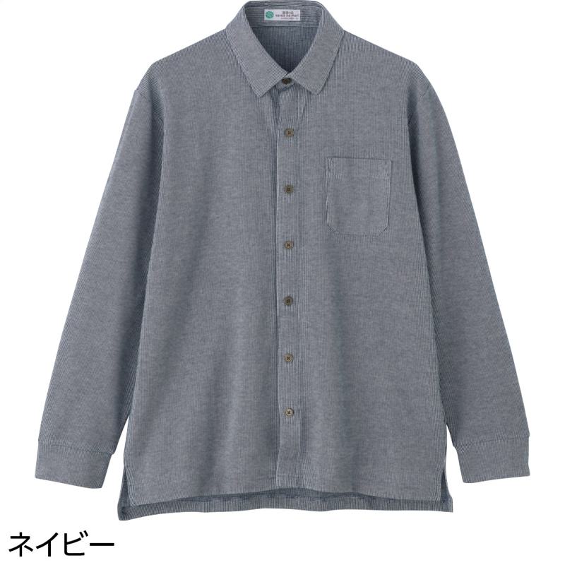 綿混ワンタッチテープニットシャツ ネイビー サイズ:LL (822279)