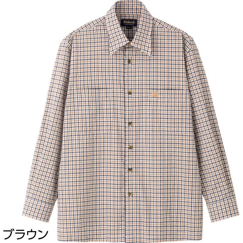 しじら袖丈ぴったりシャツ ブラウン サイズ:LL (822272)