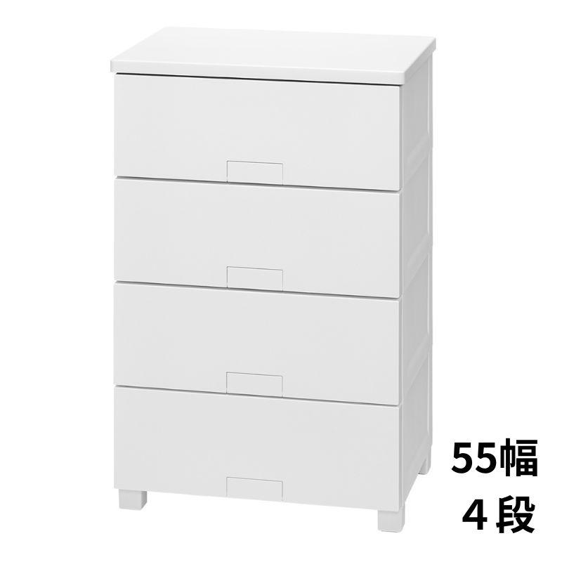 天馬 フィッツチェスト フルフラット 55幅 4段 ホワイト 5504 幅55×奥行41×高さ85cm フルフラットパネル 多段 おしゃれ シンプル 引き出し 衣類収納 滑り止め脚 日本製 Fits