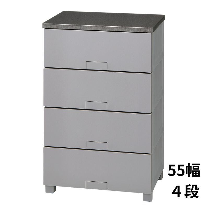 天馬 フィッツチェスト フルフラット 55幅 4段 グレー 5504 幅55×奥行41×高さ85cm シンプルデザイン フルフラットパネル 日本製 Fits
