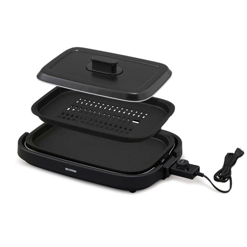 アイリスオーヤマ 網焼き風ホットプレート 2枚プレート IHA-A20-B｜ホームセンターバロー　店