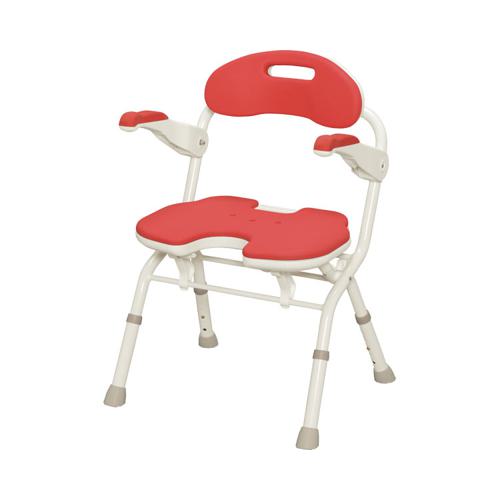 安寿 折りたたみシャワーベンチ FU / 536-053 レッド アロン化成 入浴関連/シャワーチェア/折りたたみ式 (S0797)|ホームセンターバロー 店