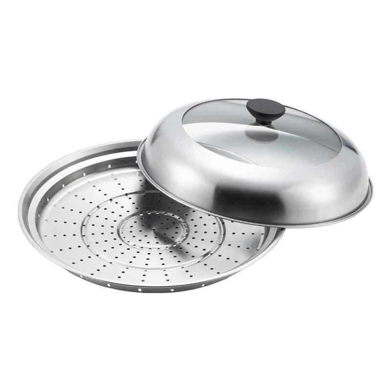 ヨシカワ フライパン用蒸し器 28～30cm用 ガラス蓋付き 日本製