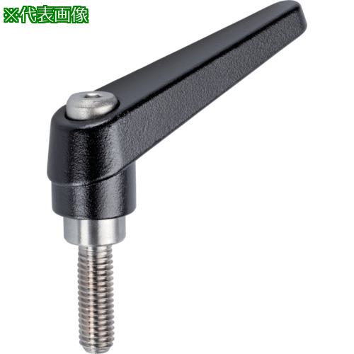 ■HALDER 位置調整付クランピングレバー オネジ付 黒〔品番:24390.0664〕【1061821:0】[送料別途見積り][法人・事業所限定][掲外取寄][店頭受取不可]