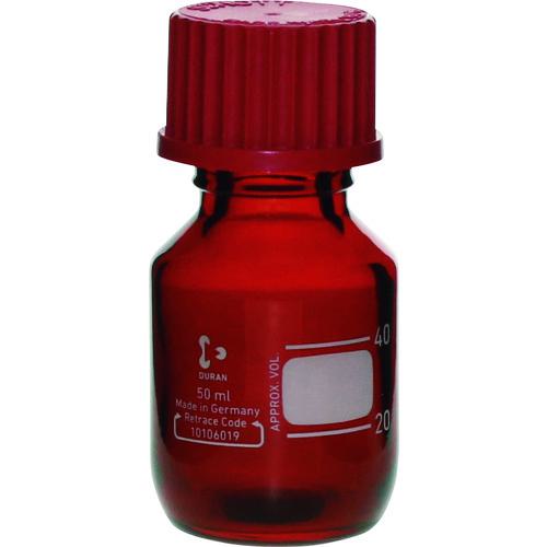 ■SIBATA 耐熱ねじ口びん 茶褐色 赤キャップ付 50mL 10入〔品番:017210501A〕【1073345:0】[送料別途見積り][掲外取寄][店頭受取不可]