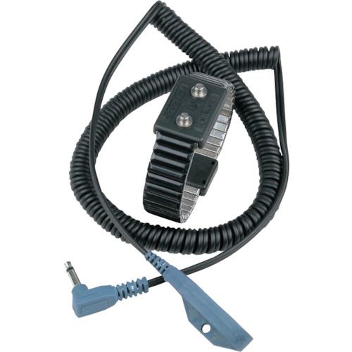 ■DESCO リストストラップ、2線方式、伸縮金属バンド 4mm x 2、コード長さ 1.83 m、Mサイズ〔品番:19858〕【1117509:0】[送料別途見積り][法人・事業所限定][掲外取寄][店頭受取不可]