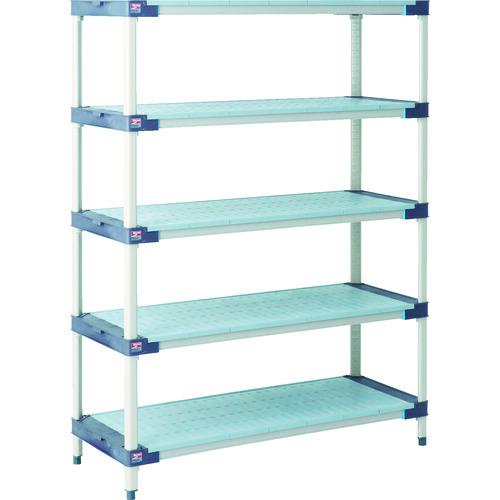 ■ERECTA メトロマックス4 フラットマット+抗菌樹脂製ポール 間口1520mm&times;奥行620mm&times;高さ1886mm 5段〔品番:MAX42460FMX74P5〕【1142956:0】[送料別途見積り][法人・事業所限定][直送][店頭受取不可]｜ホームセンターバロー　店
