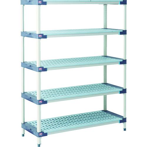 ■ERECTA メトロマックス4 グリッドマット+抗菌樹脂製ポール 間口1520mm×奥行620mm×高さ1581mm 5段〔品番:MAX42460GMX63P5〕【1142995:0】[送料別途見積り][法人・事業所限定][直送][店頭受取不可]