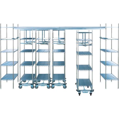 ■ERECTA トップトラックモービルユニット＜スーパーシリーズ・ワイヤーシェルフ＞間口4936mm×奥行1220mm×高さ2200mm 棚板LS1220移動ユニット数4〔品番:TT49SELS122M4D4〕【1143080:0】[法人・事業所限定][直送元][店頭受取不可]