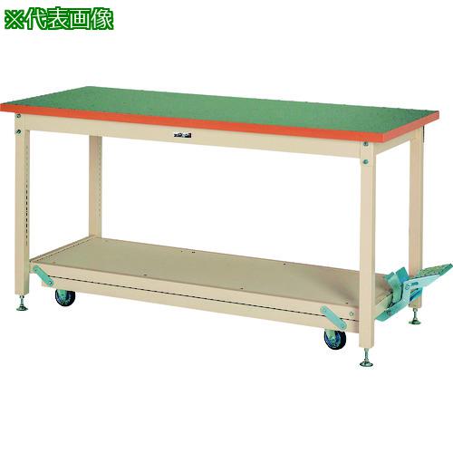■ヤマテック 重量作業台 ワークテーブル ペダル移動タイプ 塩ビシート天板 W1800×D750×H922mm グリーン/ヤマテックアイボリー〔品番:SXRPH1875GI〕【1202654:0】[法人・事業所限定][外直送元][店頭受取不可]