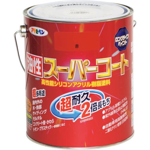 ■アサヒペン 油性スーパーコート 1.6L 赤〔品番:544131〕【1229780:0】[店頭受取不可]