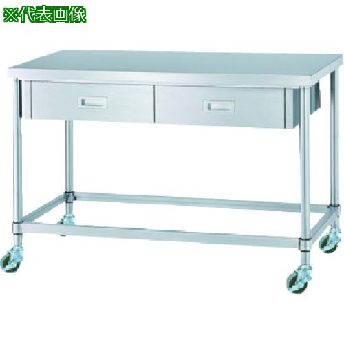 ■シンコー ステンレス(SUS430)作業台片面引出付四方枠キャスター付 φ75ウレタン車 900×600×800〔品番:WDZC9060U75〕【1238050:0】[法人・事業所限定][外直送元][店頭受取不可]