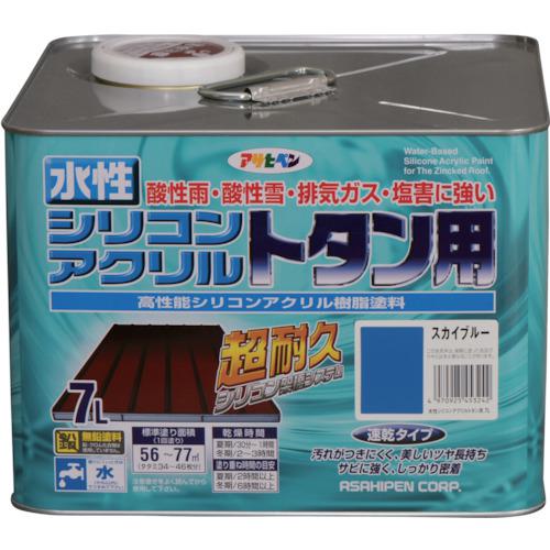 ■アサヒペン 水性シリコンアクリルトタン用 7L スカイブルー〔品番:453242〕【1239293:0】[送料別途見積り][法人・事業所限定][掲外取寄][店頭受取不可]｜ホームセンターバロー　店