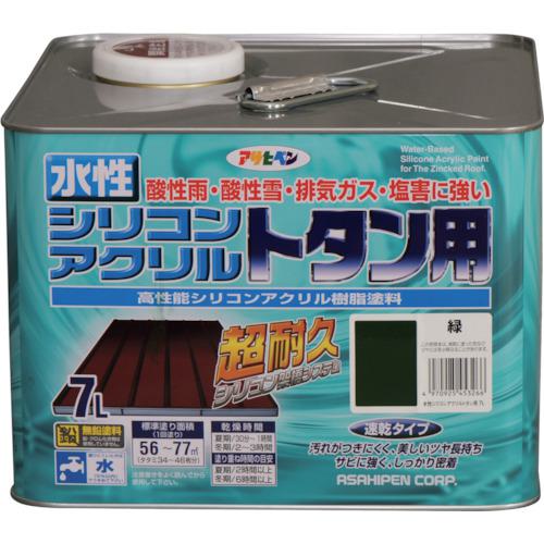 ■アサヒペン 水性シリコンアクリルトタン用 7L 緑〔品番:453266〕【1239308:0】[送料別途見積り][法人・事業所限定][掲外取寄][店頭受取不可]｜ホームセンターバロー　店