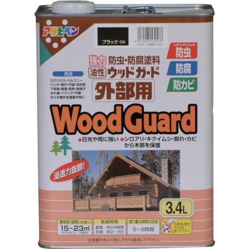 ■アサヒペン ウッドガード外部用 3.4L コロラドグリーン《4缶入》〔品番:518071〕【1242512×4:0】[送料別途見積り][店頭受取不可]