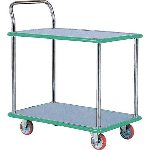 ■アイケー ステンレス製運搬車 二段片袖ハンドル 均等荷重150kg〔品番:SUS104〕【1263224:0】[送料別途見積り][法人・事業所限定][外直送][店頭受取不可]