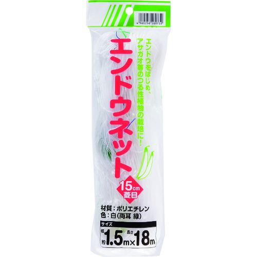 ■Dio えんどうネット 15cm目 白 1.5m×18m へッダー付き《60個入》〔品番:260732〕【1271329×60:0】[送料別途見積り][掲外取寄][店頭受取不可] 26,620円