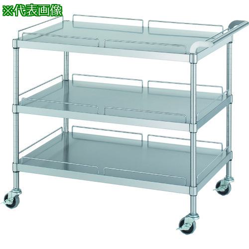■シンコー ステンレスワゴン(SUS304・ガード付)天地3段タイプ φ75ウレタン車 900×450×800〔品番:MN309045U75〕【1285747:0】[法人・事業所限定][外直送元][店頭受取不可]