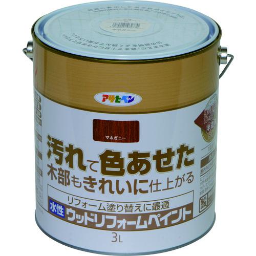 ■アサヒペン 水性ウッドリフォームペイント 3L マホガニー《4缶入》〔品番:462770〕【1285897×4:0】[送料別途見積り][掲外取寄][店頭受取不可]