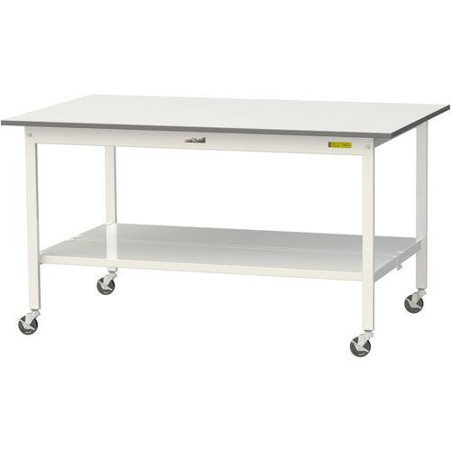 ■ヤマテック 軽量作業台 ワークテーブル150シリーズ 移動式 全面棚付 低圧メラミン天板 W1500&times;D900&times;H825mm シルキーホワイト〔品番:SUPC1590TTWW〕【1287632:0】[法人・事業所限定][直送元][店頭受取不可]｜ホームセンターバロー　店