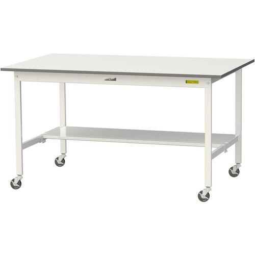 ■ヤマテック 軽量作業台 ワークテーブル150シリーズ 移動式 半面棚付 低圧メラミン天板 W1500&times;D900&times;H825mm シルキーホワイト〔品番:SUPC1590TWW〕【1289191:0】[法人・事業所限定][直送元][店頭受取不可]｜ホームセンターバロー　店