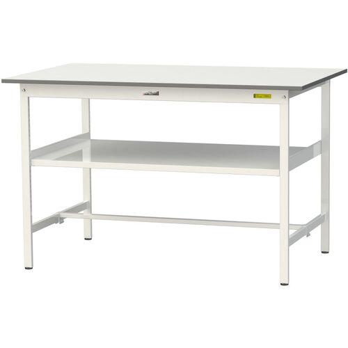 ■ヤマテック 軽量作業台 ワークテーブル150シリーズ 固定式 中間棚付 低圧メラミン天板 W1500&times;D900&times;H950mm シルキーホワイト〔品番:SUPH1590FWW〕【1290776:0】[法人・事業所限定][直送元][店頭受取不可]｜ホームセンターバロー　店