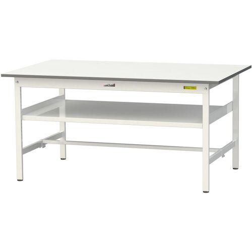 ■ヤマテック 軽量作業台 ワークテーブル150シリーズ 固定式 中間棚付 低圧メラミン天板 W1500&times;D900&times;H740mm シルキーホワイト〔品番:SUP1590FWW〕【1292280:0】[法人・事業所限定][直送元][店頭受取不可]｜ホームセンターバロー　店