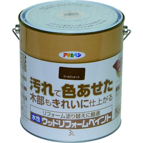 ■アサヒペン 水性ウッドリフォームペイント 3L ゴールデンオーク《4缶入》〔品番:462756〕【1308634×4:0】[送料別途見積り][掲外取寄][店頭受取不可]
