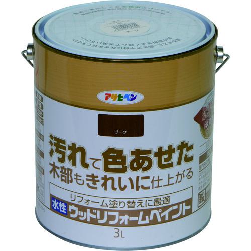 ■アサヒペン 水性ウッドリフォームペイント 3L チーク《4缶入》〔品番:462800〕【1309137×4:0】[送料別途見積り][掲外取寄][店頭受取不可]