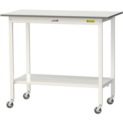 ■ヤマテック 軽量作業台 ワークテーブル150シリーズ 移動式 全面棚付 低圧メラミン天板 W1200×D600×H1035mm シルキーホワイト〔品番:SUPHC1260TTWW〕【1324442:0】[法人・事業所限定][直送元][店頭受取不可]
