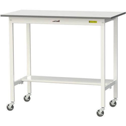 ■ヤマテック 軽量作業台 ワークテーブル150シリーズ 移動式 半面棚付 低圧メラミン天板 W1200&times;D600&times;H1035mm シルキーホワイト〔品番:SUPHC1260TWW〕【1324445:0】[法人・事業所限定][直送元][店頭受取不可]｜ホームセンターバロー　店