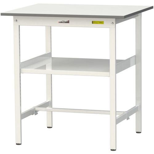 ■ヤマテック 軽量作業台 ワークテーブル150シリーズ 固定式 中間棚付 低圧メラミン天板 W900×D750×H950mm シルキーホワイト〔品番:SUPH975FWW〕【1324455:0】[法人・事業所限定][直送元][店頭受取不可]