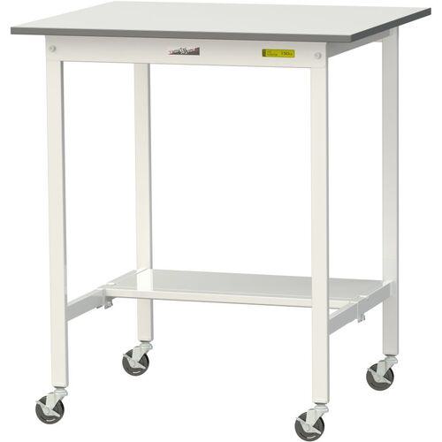 ■ヤマテック 軽量作業台 ワークテーブル150シリーズ 移動式 半面棚付 低圧メラミン天板 W900×D750×H1035mm シルキーホワイト〔品番:SUPHC975TWW〕【1326038:0】[法人・事業所限定][直送元][店頭受取不可]